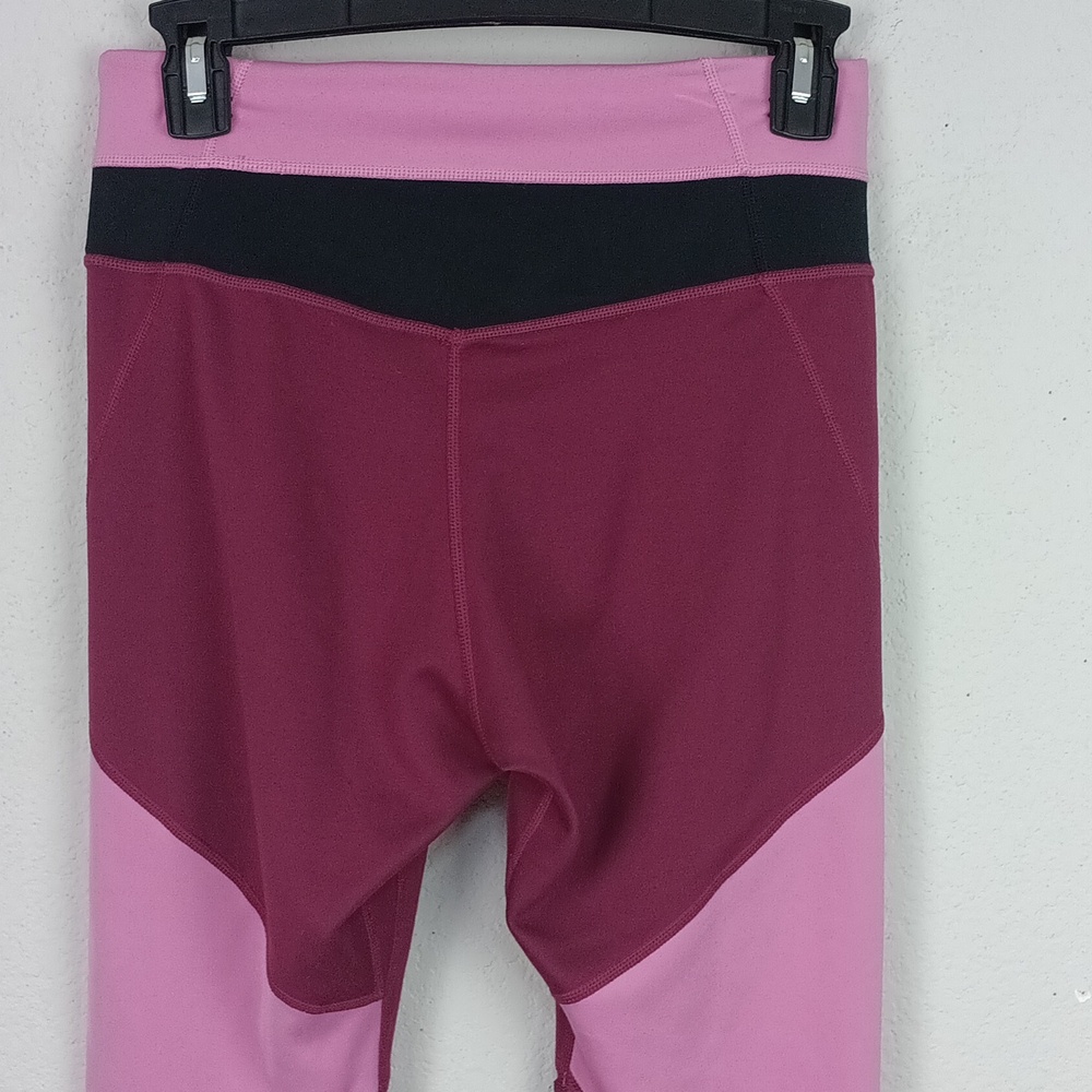 Nike Womens One Dri - Fit Geometric Pink Wine Black Colorblock Leggings sz M - Picture 6 of 11